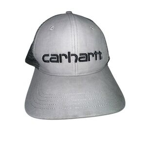 Carhartt Canvas Trucker‎ Style Mesh Snapback Cap Hat Gray Embroidered Logo